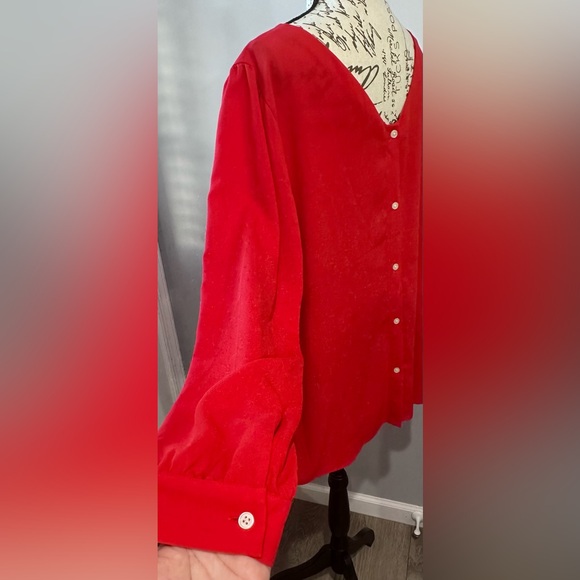 ❤️ Women’s Red Long Sleeve Blouse - Size 18 ❤️ - Picture 3 of 6